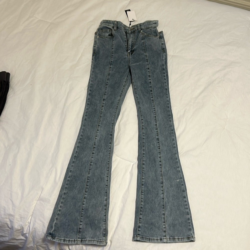 NWT moto flare jeans with backside cut out detail size 6 UK 10